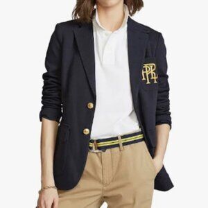 NEW! NWT! Ralph Lauren Embroidered Logo Blazer -Navy -Women -Limited size